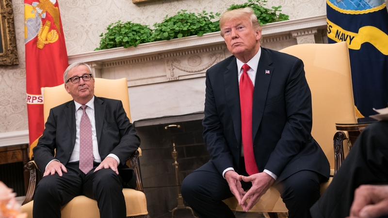 President Trump and EC President Jean-Claude Juncker speak to the media after their meeting in Washington