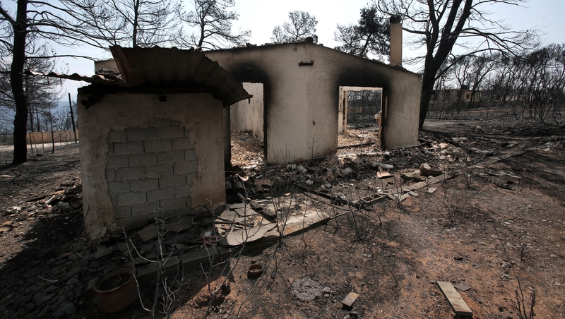 A house gutted by the devastating fire in Mati