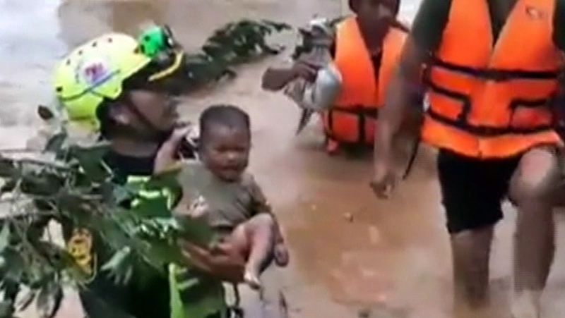 One of the major rescue missions for the teams is to wade into flooded villages to search for survivors