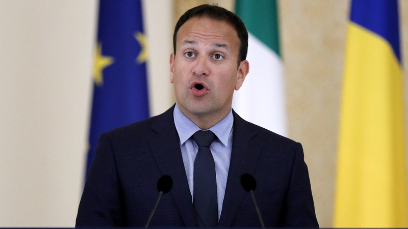 Leo Varadkar addresses the media during his European tour