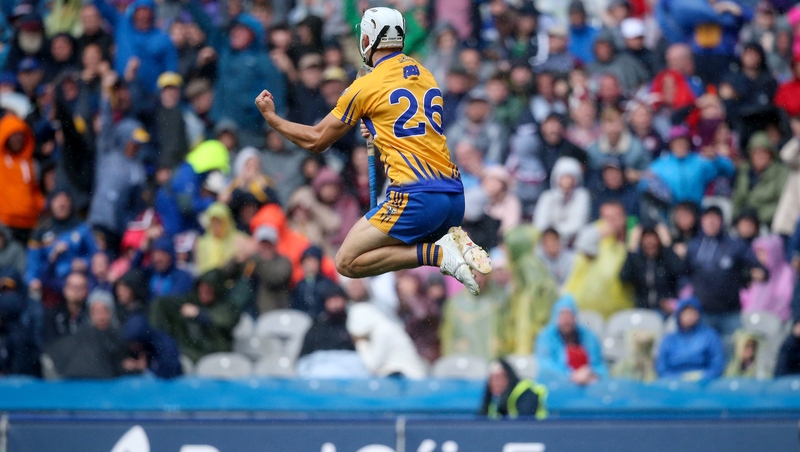Aron Shanagher celebrates scoring one of the weekend's seven goals