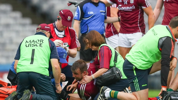 Paul Conroy receives attention on the Croke Park pitch