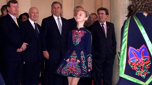 Mr Hume is seen with President George W Bush and David Trimble on St Patrick's Day in the White House in 2001