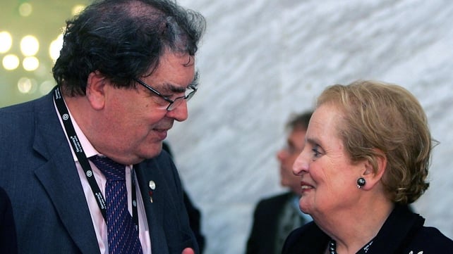 Mr Hume chats to former US Secretary of State Madeleine Albright at a conference in Madrid in 2005