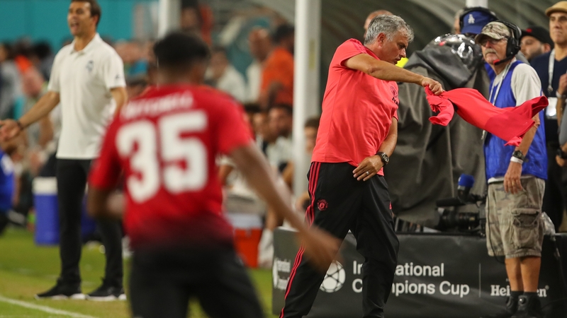 Jose Mourinho showing his frustration during the clash with Real Madrid