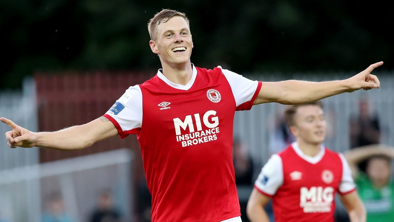 Ian Turner celebrates his second-half goal against struggling Bray Wanderers
