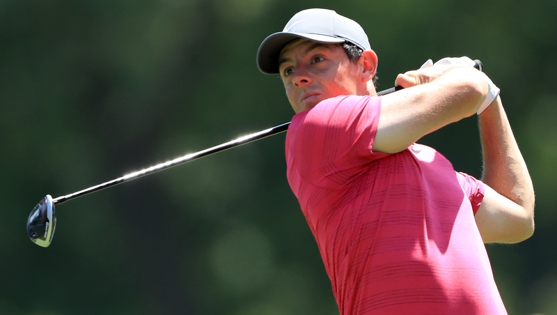 Rory McIlroy with a tee shot during his third round at the World Golf Championships-Bridgestone Invitational