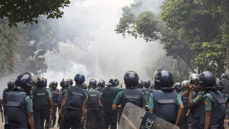 Police denied they fired rubber bullets or tear gas at the protesters
