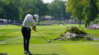 Rory McIlroy in action during the first round of the 2018 PGA Championship at Bellerive Country Club