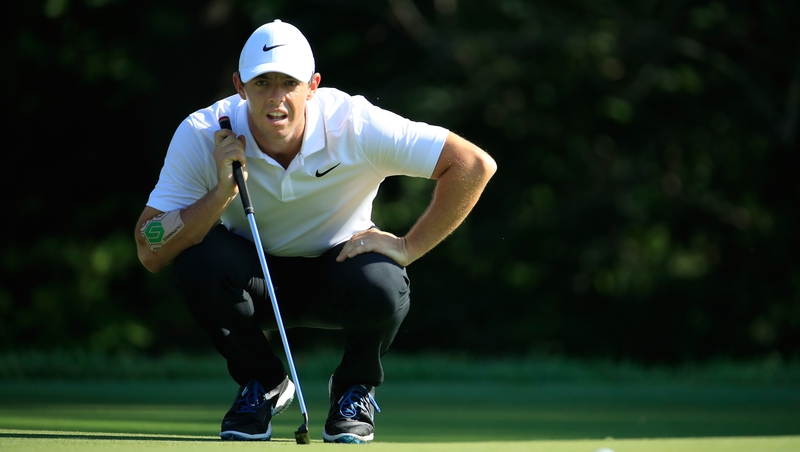 McIlroy showing the anti-inflammatory patch he was wearing in Bellerive