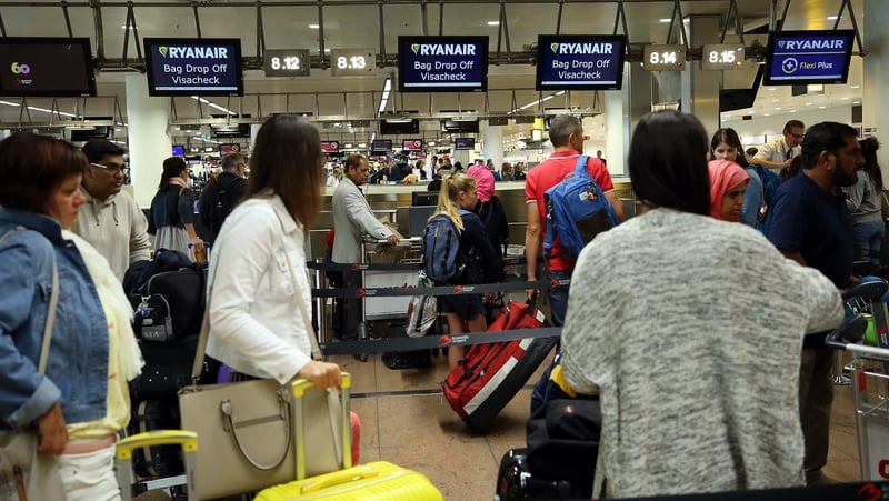 Passengers wait at the Brussels South Airport in Belgium