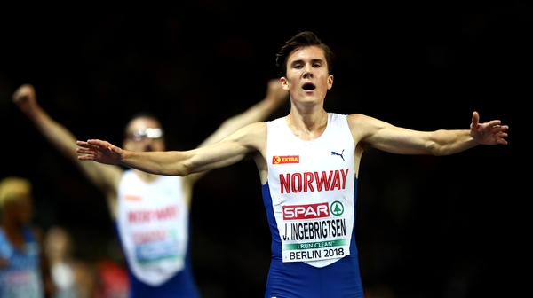 Jakob Ingebrigtsen powered clear of his brother to win gold in the 5000m tonight in Berlin.