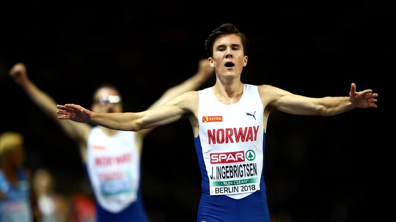 Jakob Ingebrigtsen powered clear of his brother to win gold in the 5000m tonight in Berlin.