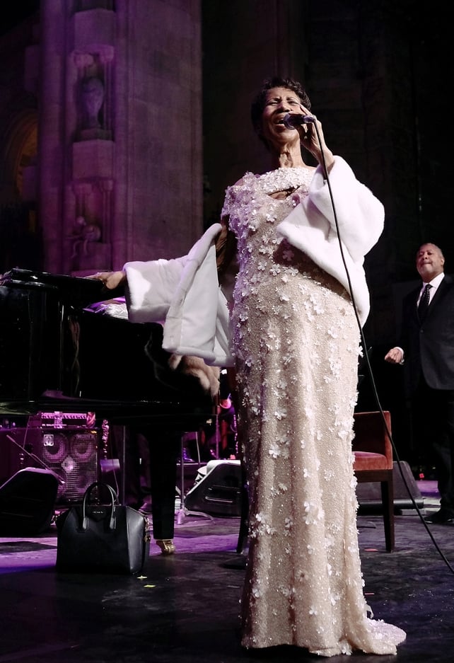 Aretha Franklin performs at the Elton John AIDS Foundation Commemorates Its 25th Year in 2017