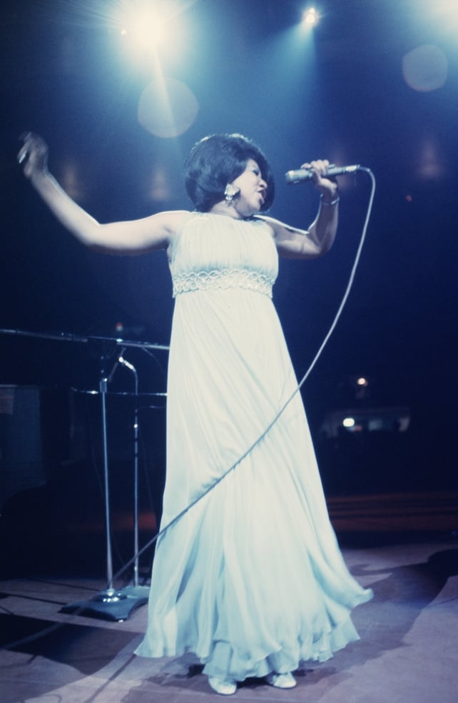 Aretha Franklin performs during a concert at Madison Square Garden on June 28, 1968 in New York City.