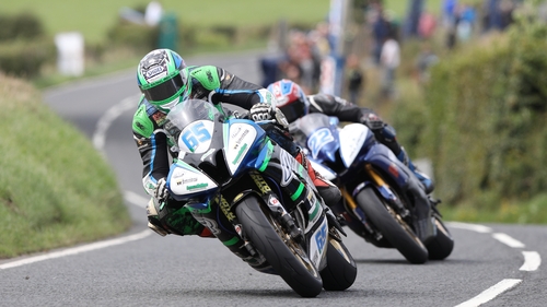 Action from Saturday's Ulster Grand Prix where French rider Fabrice Miguet suffered his fatal crash