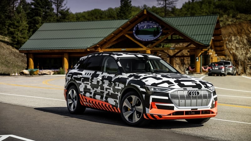 A disguised test version of Audi's first all-electric SUV.