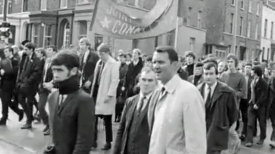 Protesters at a counter-demonstration to the student's from Queens University Belfast.