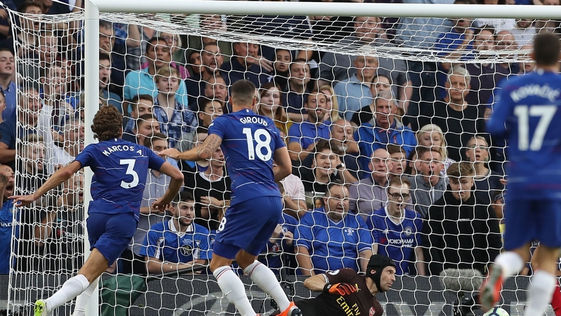 Marcus Alonso (L) popped up to score the winner for Chelsea