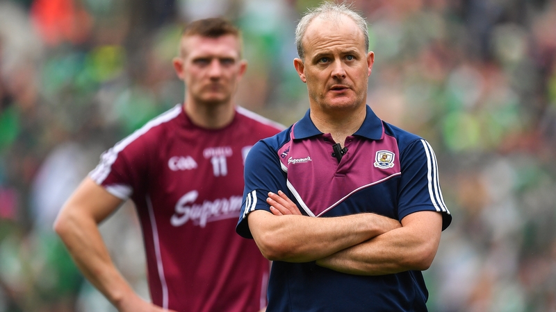 Former Galway manager Micheál O'Donoghue and Joe Canning after the 2018 final