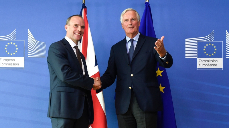 UK Brexit Secretary Dominic Raab and EU Chief Negotiator Michel Barnier.