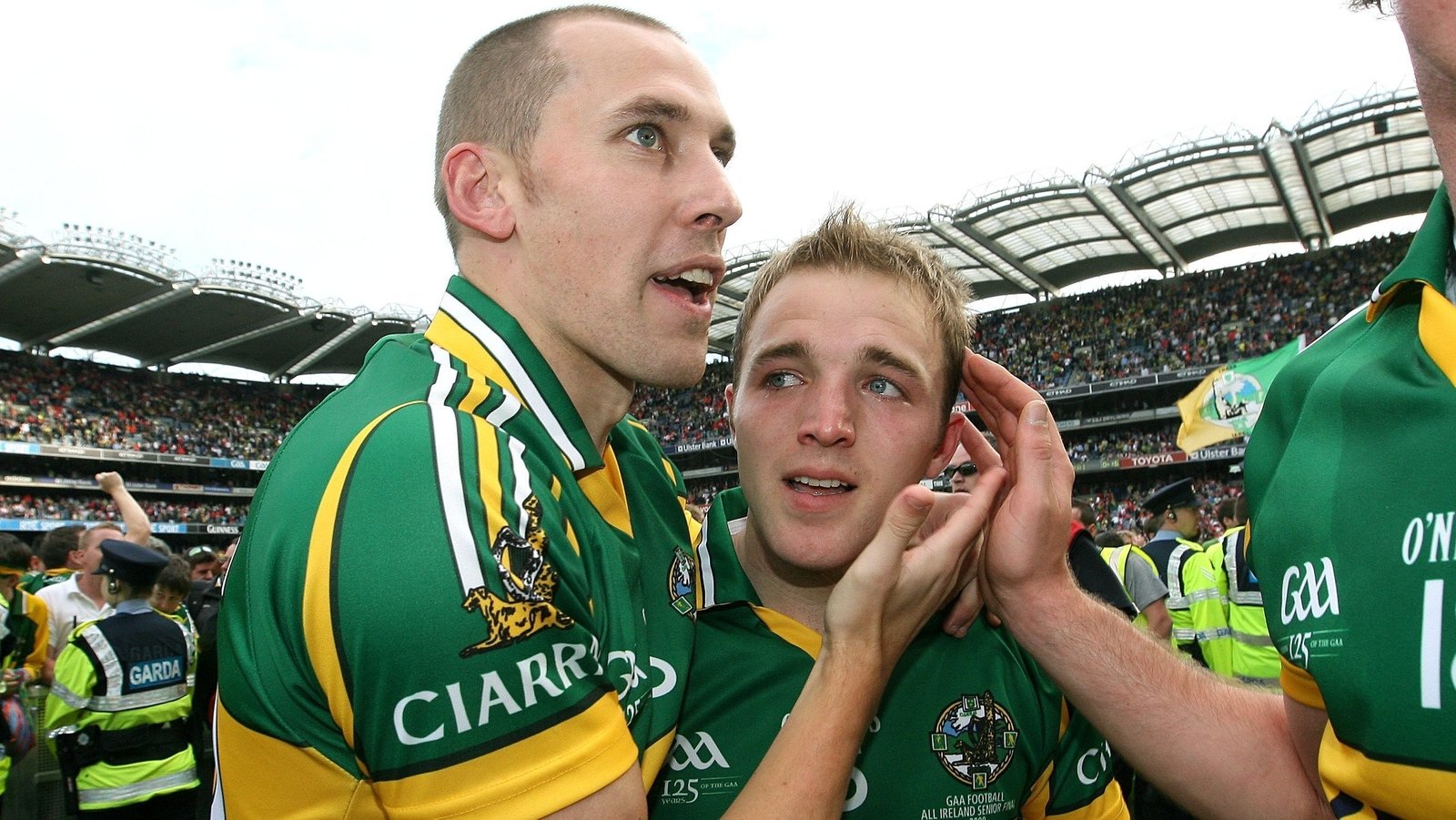 Sean O'Sullivan celebrates in 2009 with one of his current Mid Kerry charges, Darran O'Sullivan