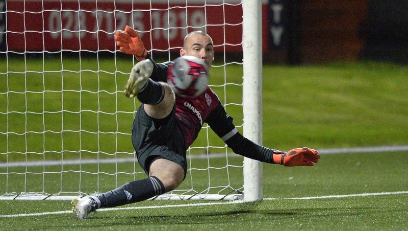 Gerard Doherty saves from Ian Turner
