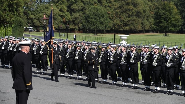 A guard of honour at Áras an Uachtaráin ahead of Pope Francis' arrival