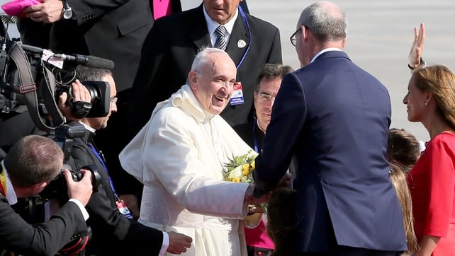 The Pope was greeted by bishops and Tánaiste Simon Coveney