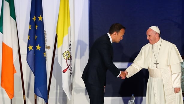 Shaking hands at Dublin Castle in 2018