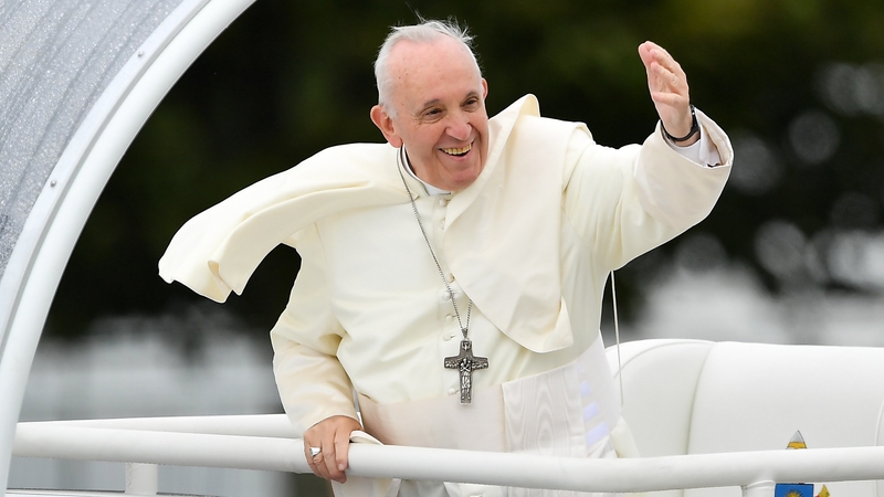 Pope Francis arriving at the Papal Mass