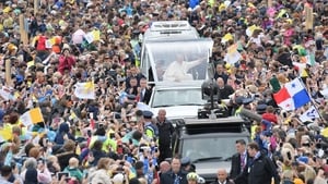 The Pope was greeted by wellwishers when he arrived at Phoenix Park in the popemobile
