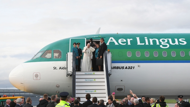The Pope left Dublin Airport on board an Aer Lingus aircraft shortly before 7pm