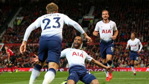 Lucas Moura celebrates scoring Tottenham's seconbd