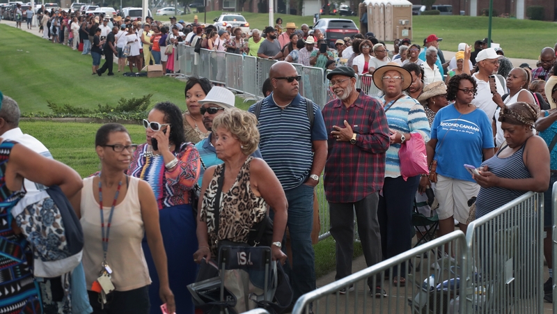 Fans of Aretha Franklin attend a viewing for the soul music legend in Detroit