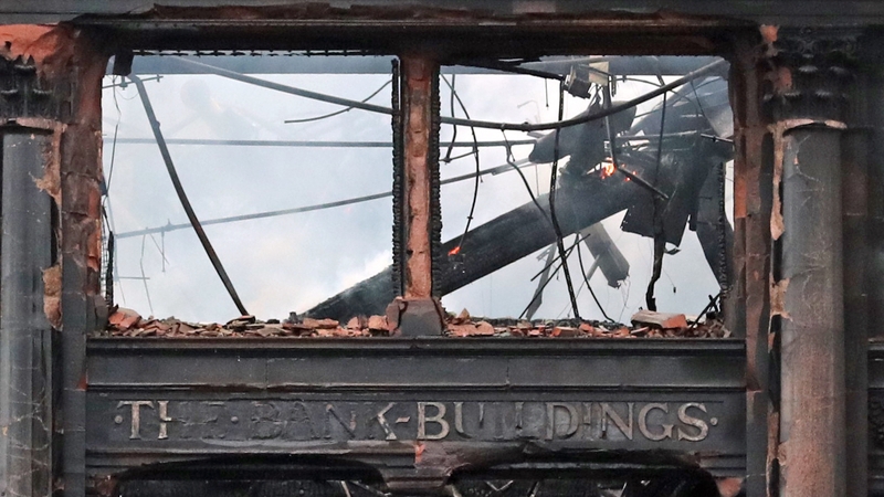 The fire ripped through the historic Bank Buildings last week