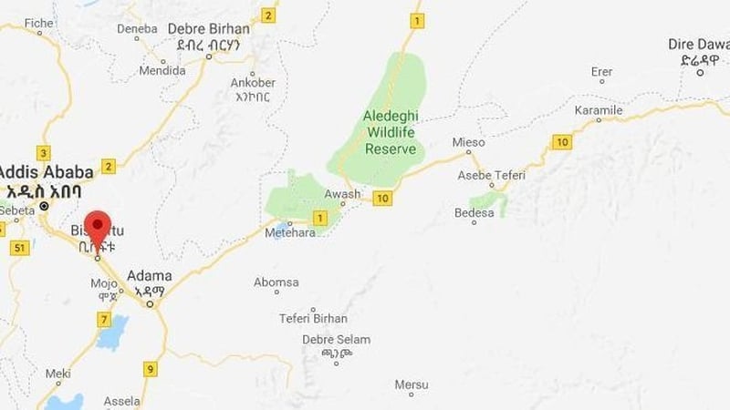 The crash happened on a flight between the eastern city of Dire Dawa and Bishoftu near the capital Addis Ababa (Pic: Google Maps)