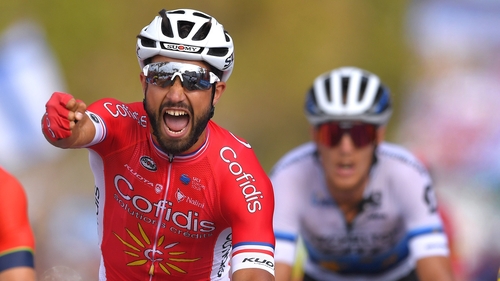 Nacer Bouhanni of France and Team Cofidis celebrates his stage win