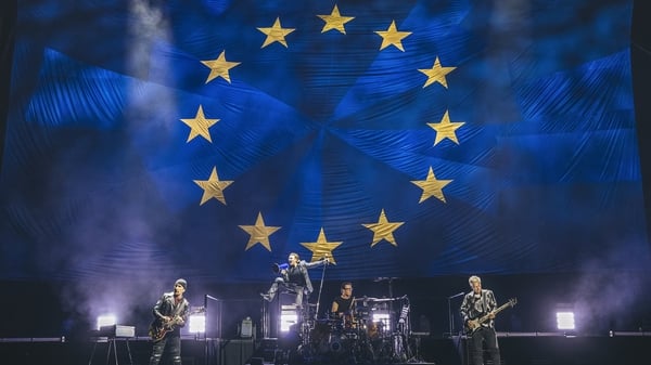 U2 at the Mercedes-Benz Arena in Berlin on Friday night Photo: Danny North