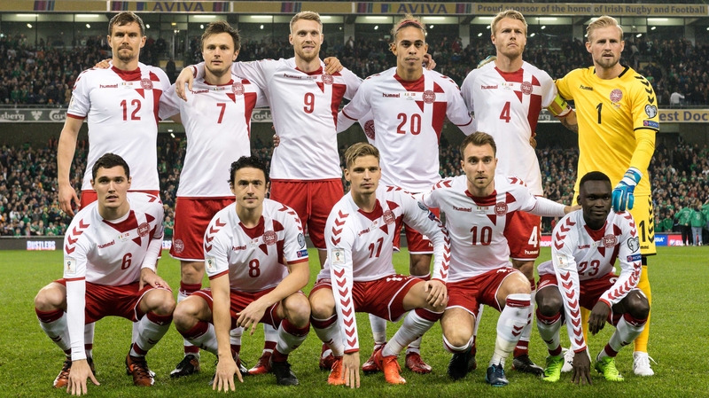 Denmark pose for a team photo before last November's play-off game against Ireland in Dublin