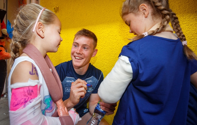 Con O'Callaghan with Sophie Lawlor, Templeogue and Lucy Silke, from Lucan