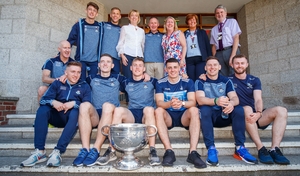 The Dublin team with members of staff outside Our Lady's Children's Hospital Crumlin