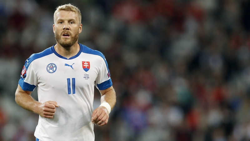 Striker Adam Nemec opened the scoring for Slovakia at home to Denmark