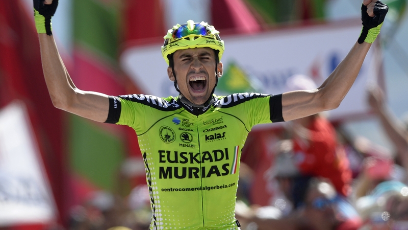 Oscar Rodriguez celebrates at the finish line