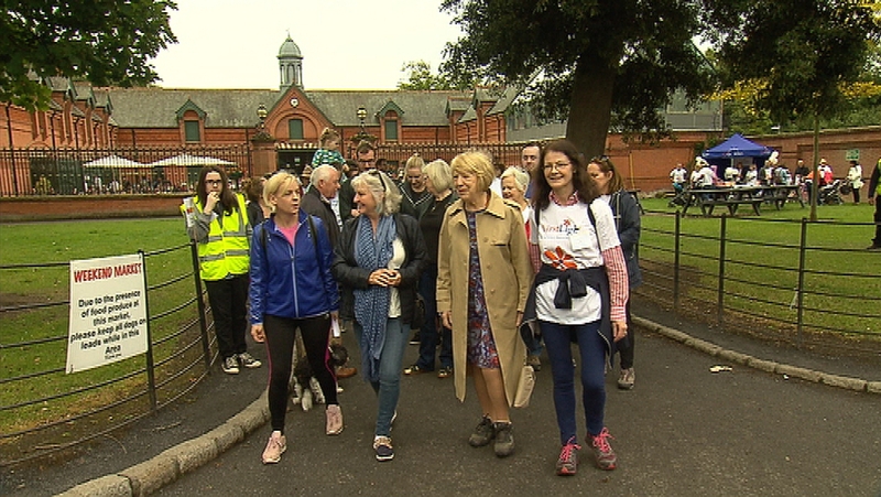 Sabina Higgins joined families for the walk in Dublin today