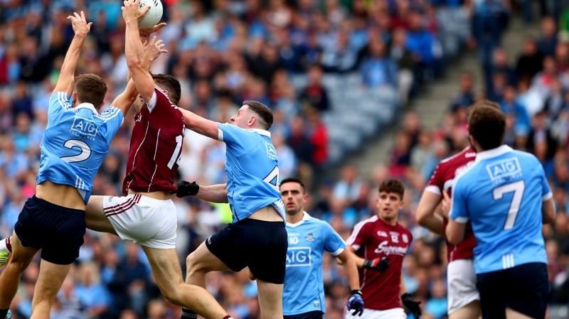 Damien Comer in action against Dublin