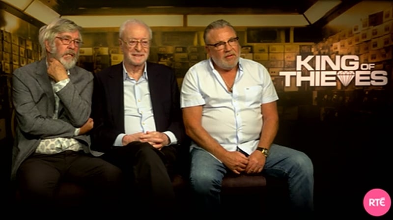Michael Caine being interviewed by RTÉ Entertainment for his recent film, King of Thieves, along with Tom Courtenay and Ray Winstone.