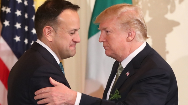 Leo Varadkar and President Trump greet each other at the White House on St Patrick's Day