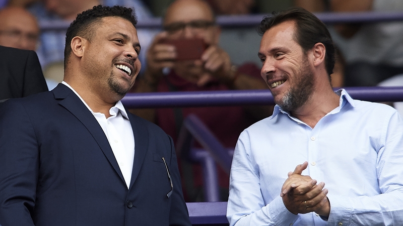 Ronaldo (L) watched Valladolid fall to a late defeat