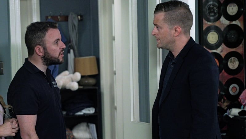 Decco is furious with Mondo at Samantha's christening on Fair City